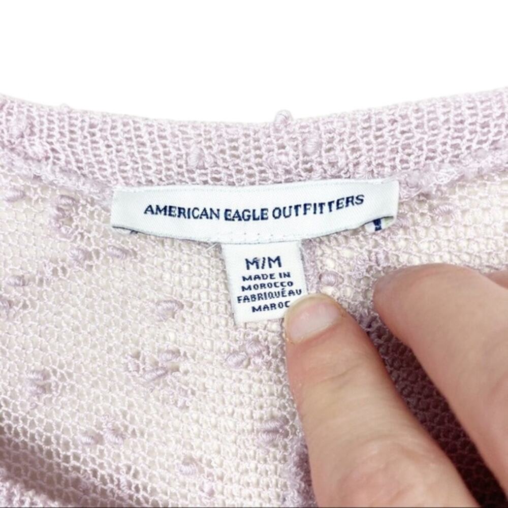 American Eagle Open Knit Sweater Lace Hem Sz M - Picture 3 of 5